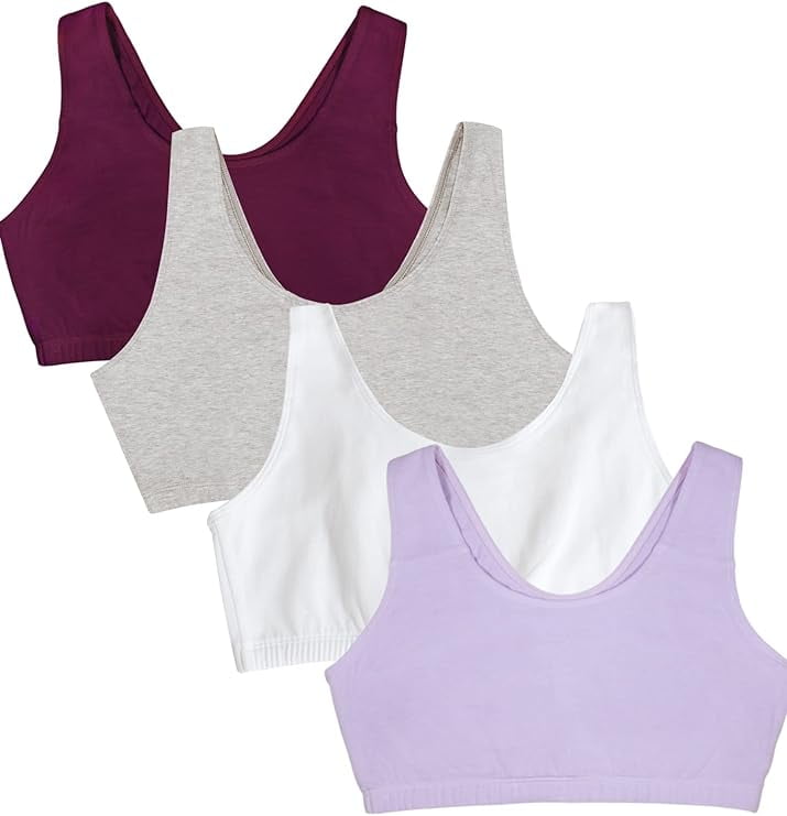 Fruit of the Loom Women's Tank Style Cotton Sports Bra 4Pack, Size 34