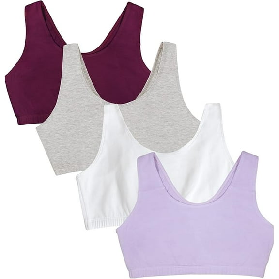 Fruit of the Loom Women's Tank Style Cotton Sports Bra 4-Pack, Size 34-50
