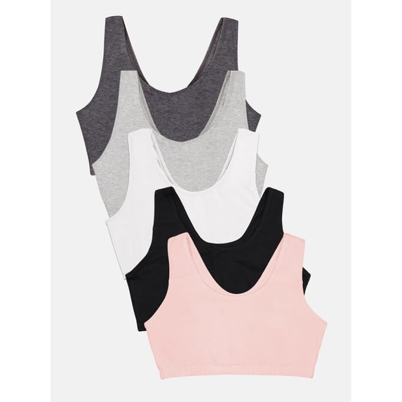 Fruit of the Loom Women's Tank Style Cotton Sports Bra, 5-Pack, Style 9012