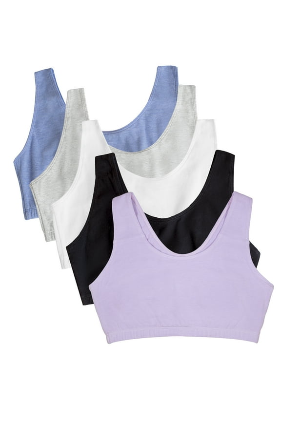 Women's Tank Style Cotton Sports Bra, 5-Pack, Style 9012