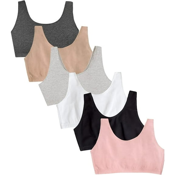 Fruit of the Loom Women's Tank Style Cotton Sports Bra 6-Pack, Size 34