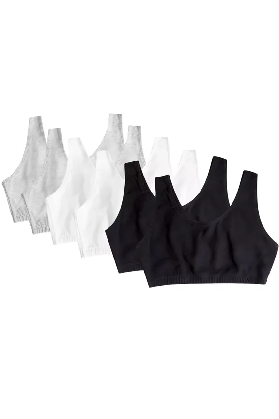 Women's Tank Style Cotton Sports Bra 6-Pack, Size 38