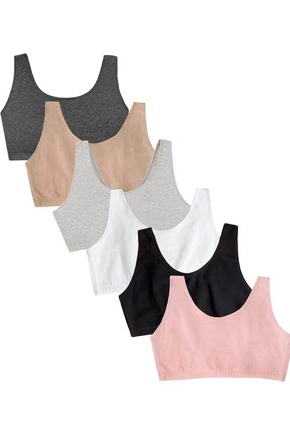 Women's Tank Style Cotton Sports Bra 6-Pack, Size 38