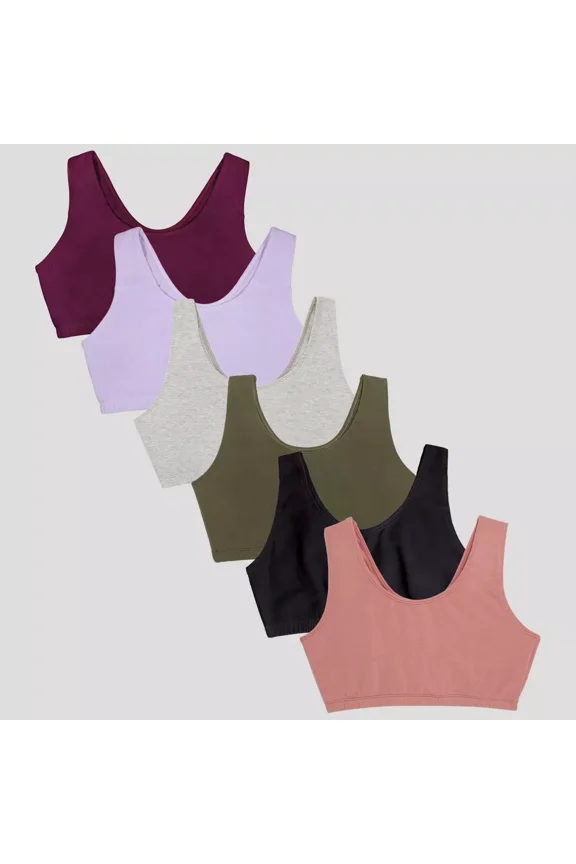 Women's Tank Style Cotton Sports Bra 6-Pack, Size 46