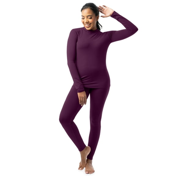 Fruit of the Loom Women's Thermal Performance High Mock Neck Top & Thermal Legging Bottom Set, Sizes XS-XXXL
