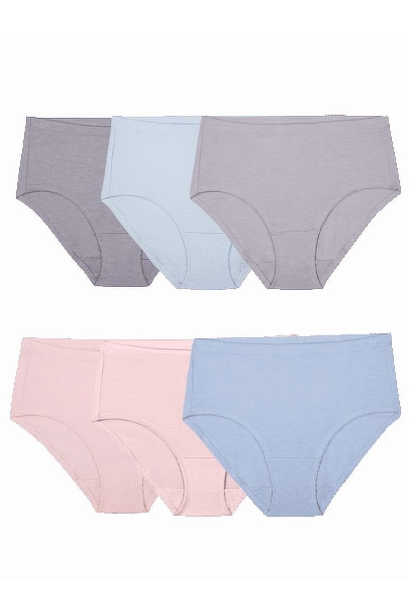 Women's Underwear Beyondsoft Panties (Regular & Plus Size), Brief-Cotton Blend-12 Pack, 8