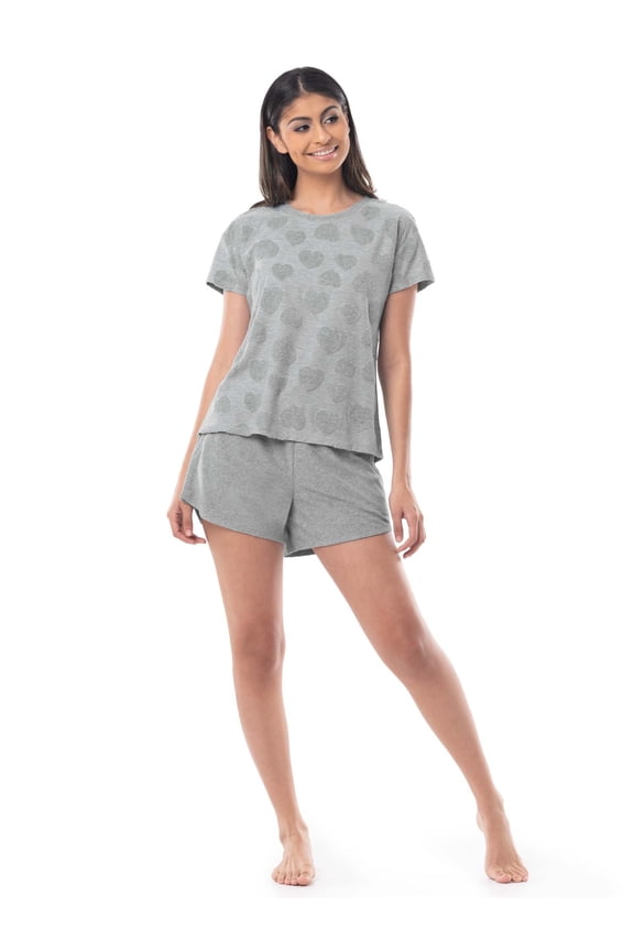 Women's Sleep Short Sleeve PlushTerry Cloth Top and Pajama Short Set, Sizes S-4XL