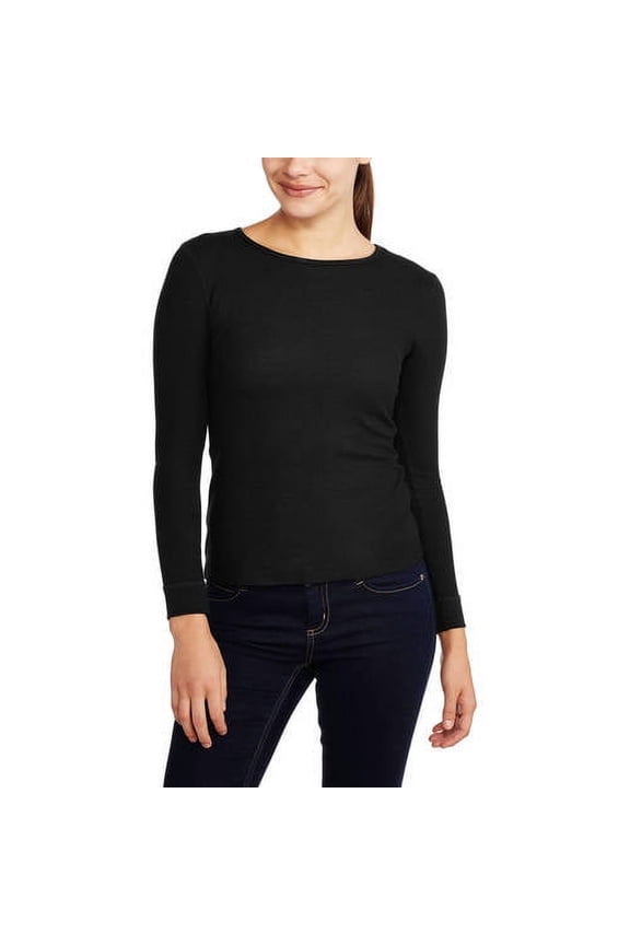 Women's Waffle Thermal Base Layer Top, Black