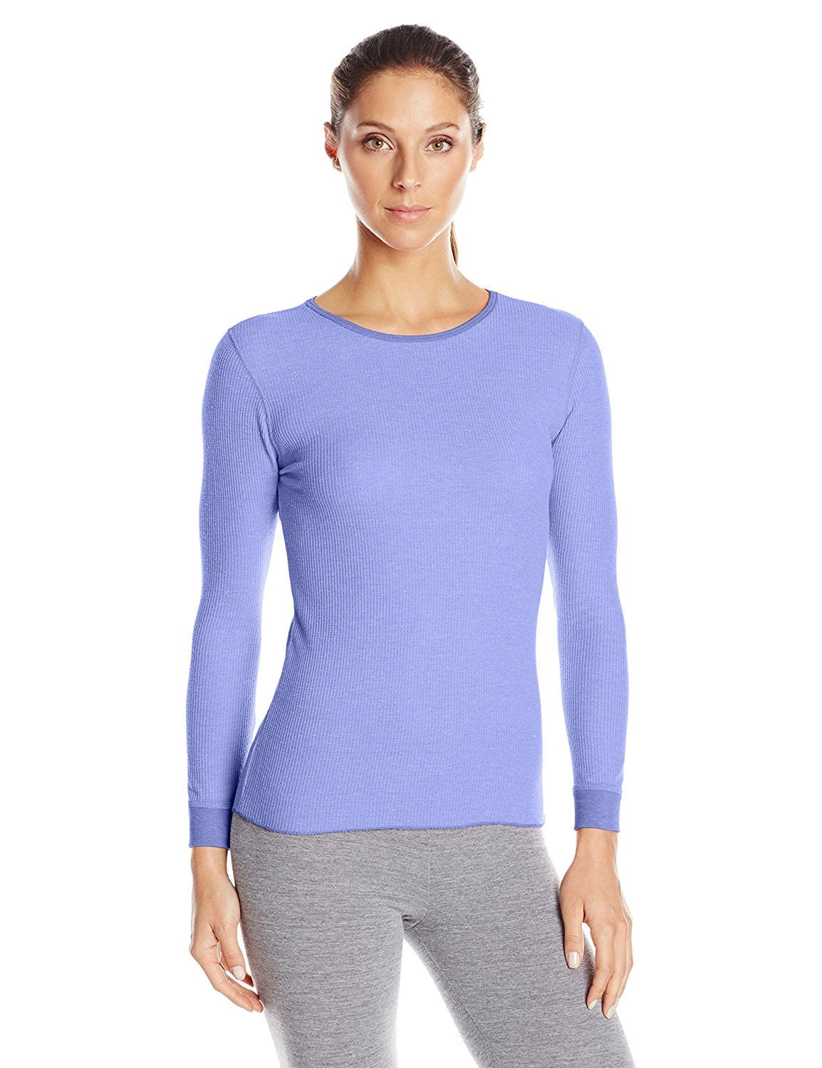 Fruit of the Loom Women's Waffle Thermal Crew Tops, Peri Pop Heather