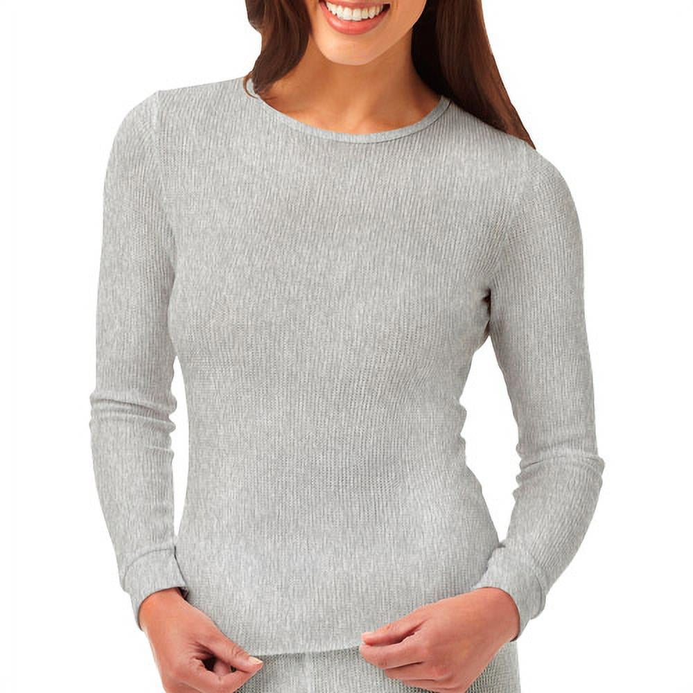 Fruit of the Loom Women's Waffle Thermal Underwear Top, Light Grey