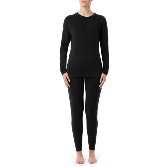 Fruit of the Loom Women's & Women's Plus Stretch Fleece Thermal Top and Bottom Set