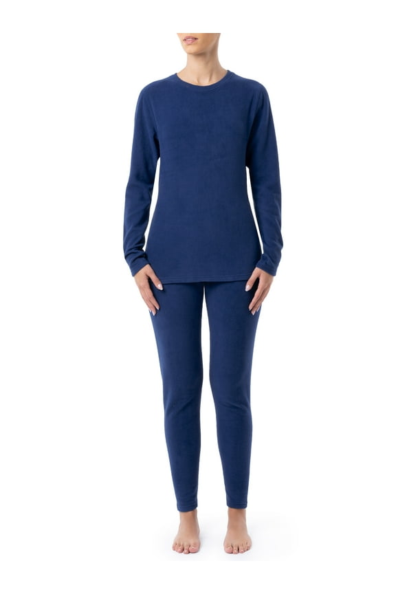 Women's & Women's Plus Stretch Fleece Thermal Top and Bottom Set