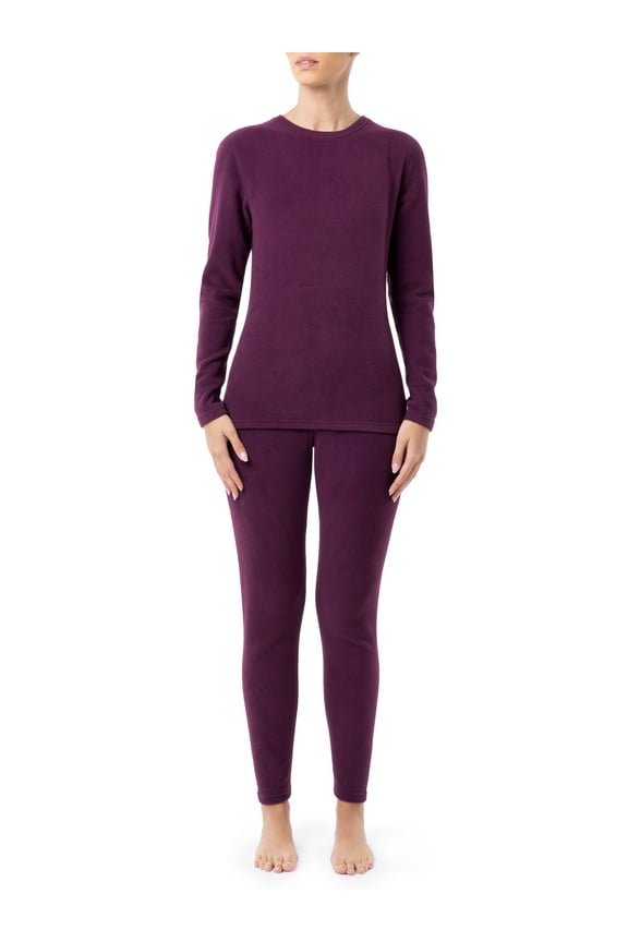 Women's & Women's Plus Stretch Fleece Thermal Top and Bottom Set