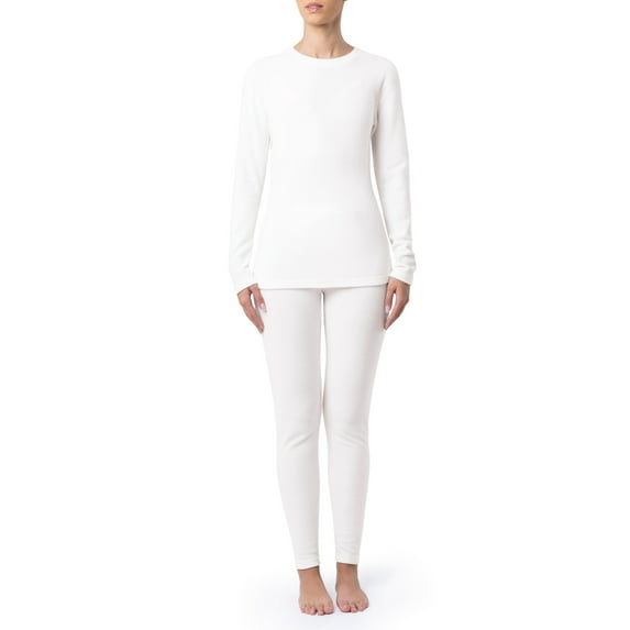 Fruit of the Loom Women's & Women's Plus Stretch Fleece Thermal Top and Bottom Set