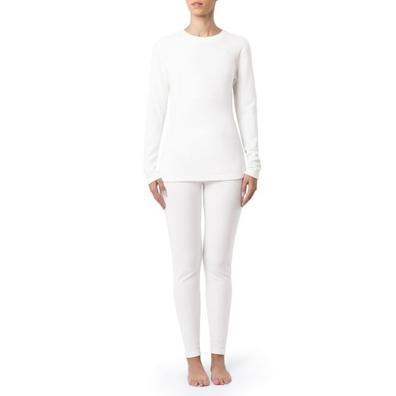 Fruit of the Loom Women's & Women's Plus Stretch Fleece Thermal Top and Bottom Set