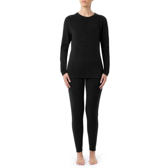 Fruit of the Loom Women's & Women's Plus Stretch Fleece Thermal Top and Bottom Set
