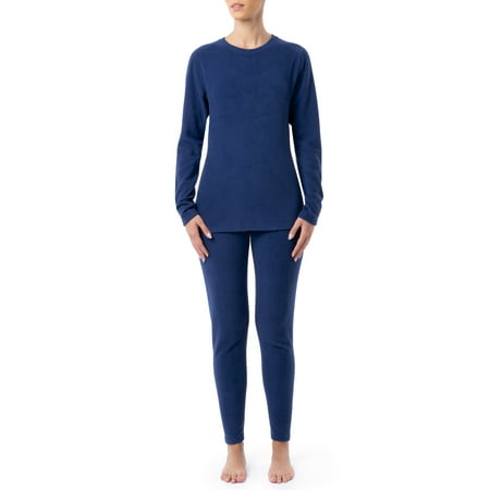 Fruit of the Loom Women's & Women's Plus Stretch Fleece Thermal Top and Bottom Set