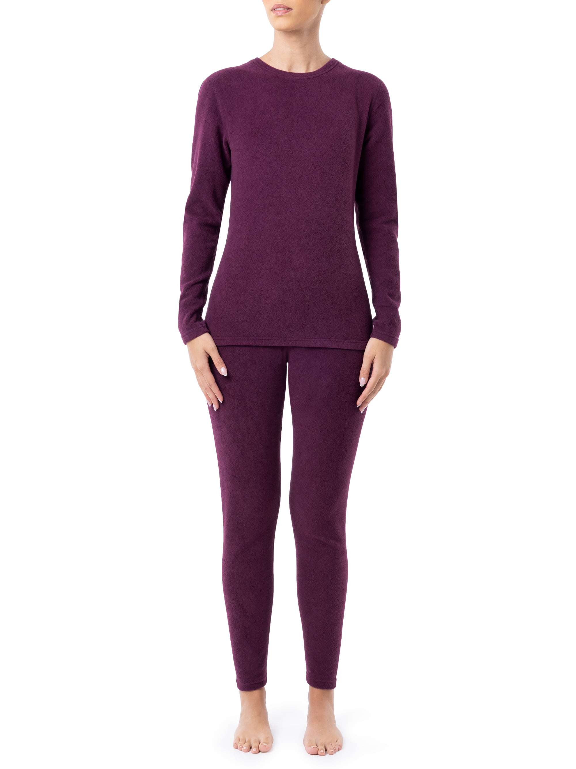 Fruit of the Loom Women's & Women's Plus Stretch Fleece Thermal Top and Bottom Set