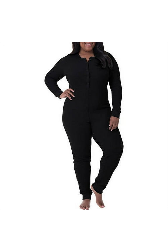 Women's & Women's Plus Waffle Thermal Union Suit Pajama