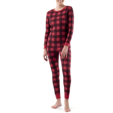 Fruit of the Loom Women's and Women's Plus Long Underwear 2-Piece Waffle Top and Bottom Thermal Set, Prints
