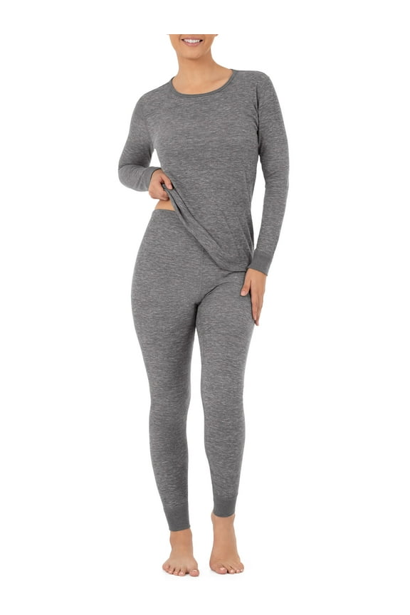Women's and Women's Plus Long Underwear Thermal Waffle Top and Bottom Set