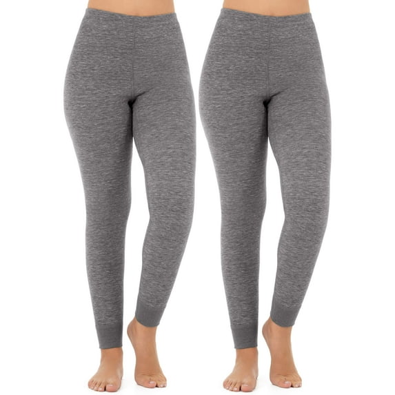 Fruit of the Loom Women's and Women's Plus Long Underwear Waffle Thermal Bottoms, 2-Pack
