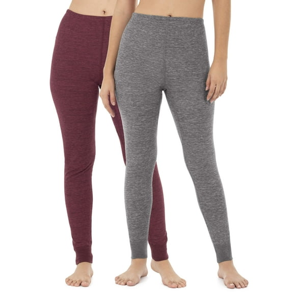 Fruit of the Loom Women's and Women's Plus Long Underwear Waffle Thermal Bottoms, 2-Pack
