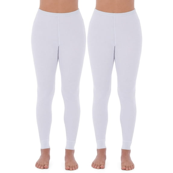 Fruit of the Loom Women's and Women's Plus Long Underwear Waffle Thermal Bottoms, 2-Pack