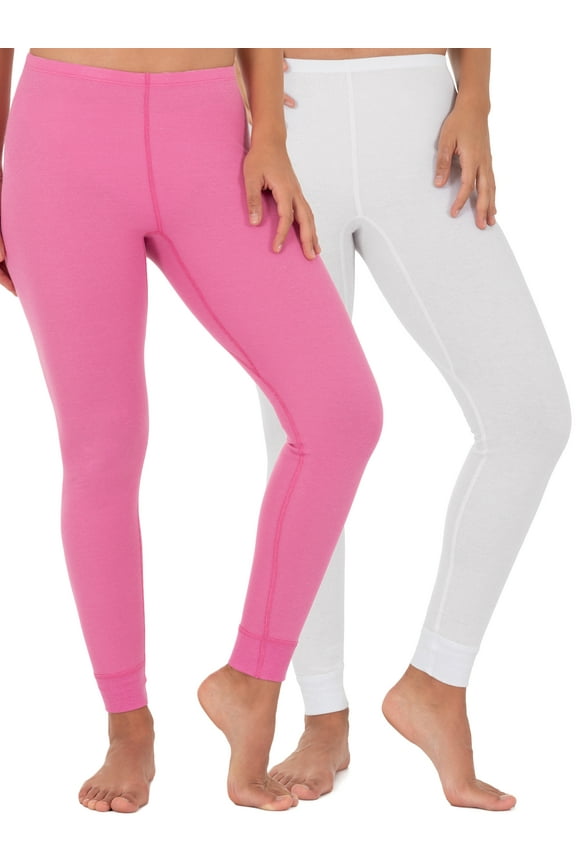Women's and Women's Plus Long Underwear Waffle Thermal Bottoms, 2-Pack