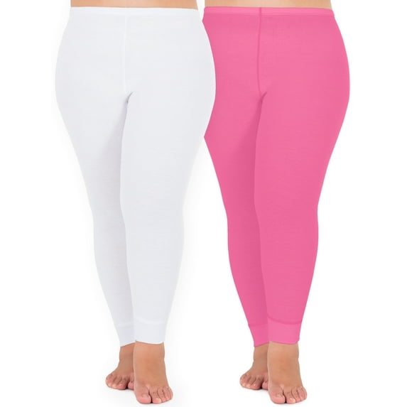 Fruit of the Loom Women's and Women's Plus Long Underwear Waffle Thermal Bottoms, 2-Pack