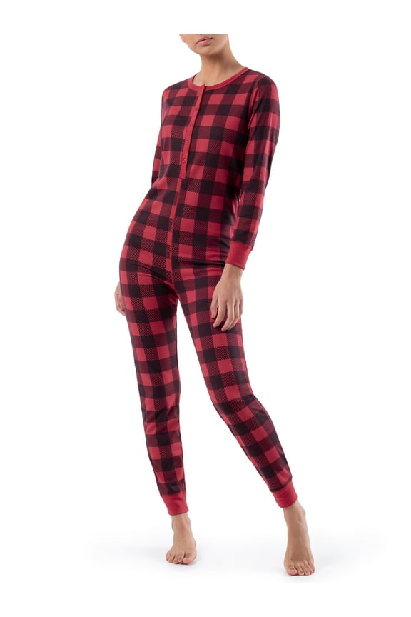 Women's and Women's Plus Long Underwear Waffle Thermal Union Suit