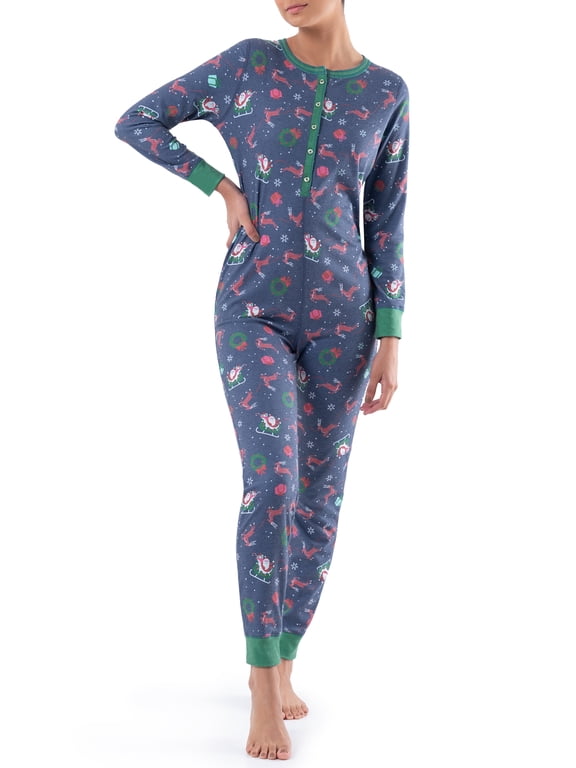 Women's and Women's Plus Long Underwear Waffle Thermal Union Suit