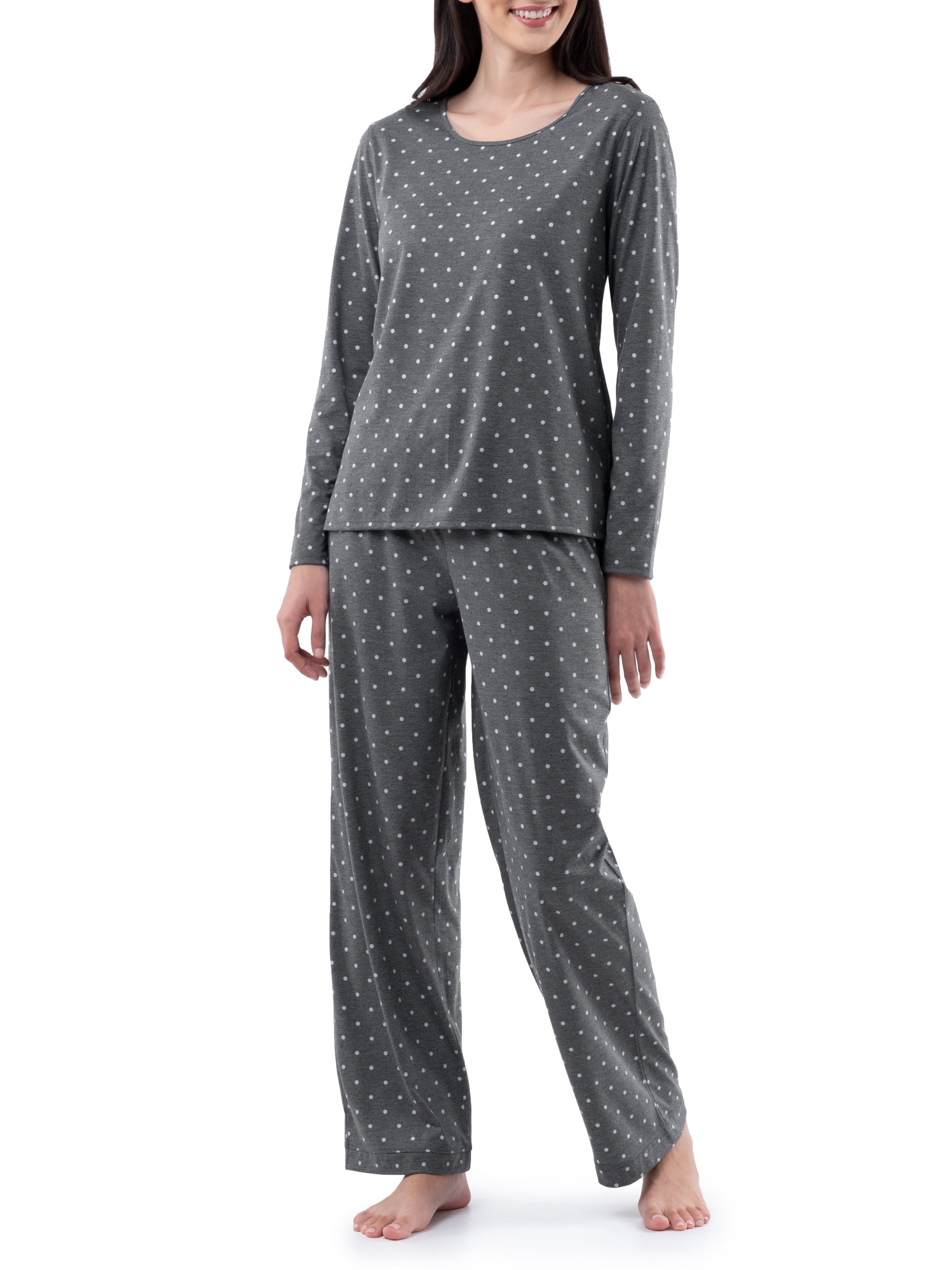 Fruit of the Loom Women\'s and Women\'s Plus Soft & Breathable Long Sleeve  Pajama Set, 2-Piece