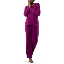 Fruit of the Loom Women's and Women's Plus Soft & Breathable Long Sleeve Pajama Set, 2-Piece