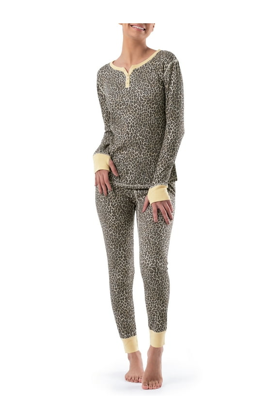 Women's and Women's Plus Thermal Henley Top & Bottom Set