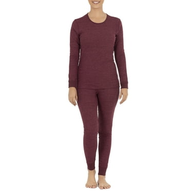 Fruit of the Loom Women's and Women's Plus Thermal Waffle Sleep Top and Bottom- 2 Pack Set