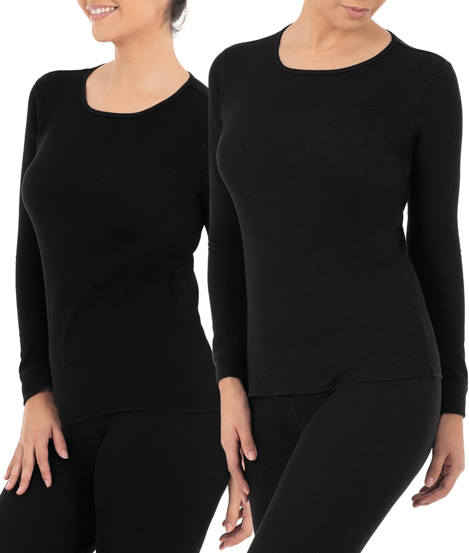 Fruit of the Loom Women's and Women's Plus Waffle Thermal Underwear Crew Sleep Top - 2 Pack