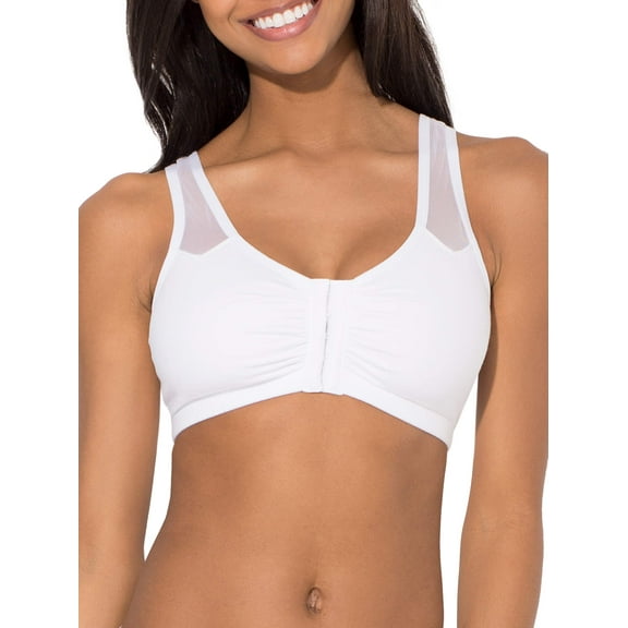 Fruit of the Loom Womens Comfort Front Close Sport Bra with Mesh Straps, Style FT715