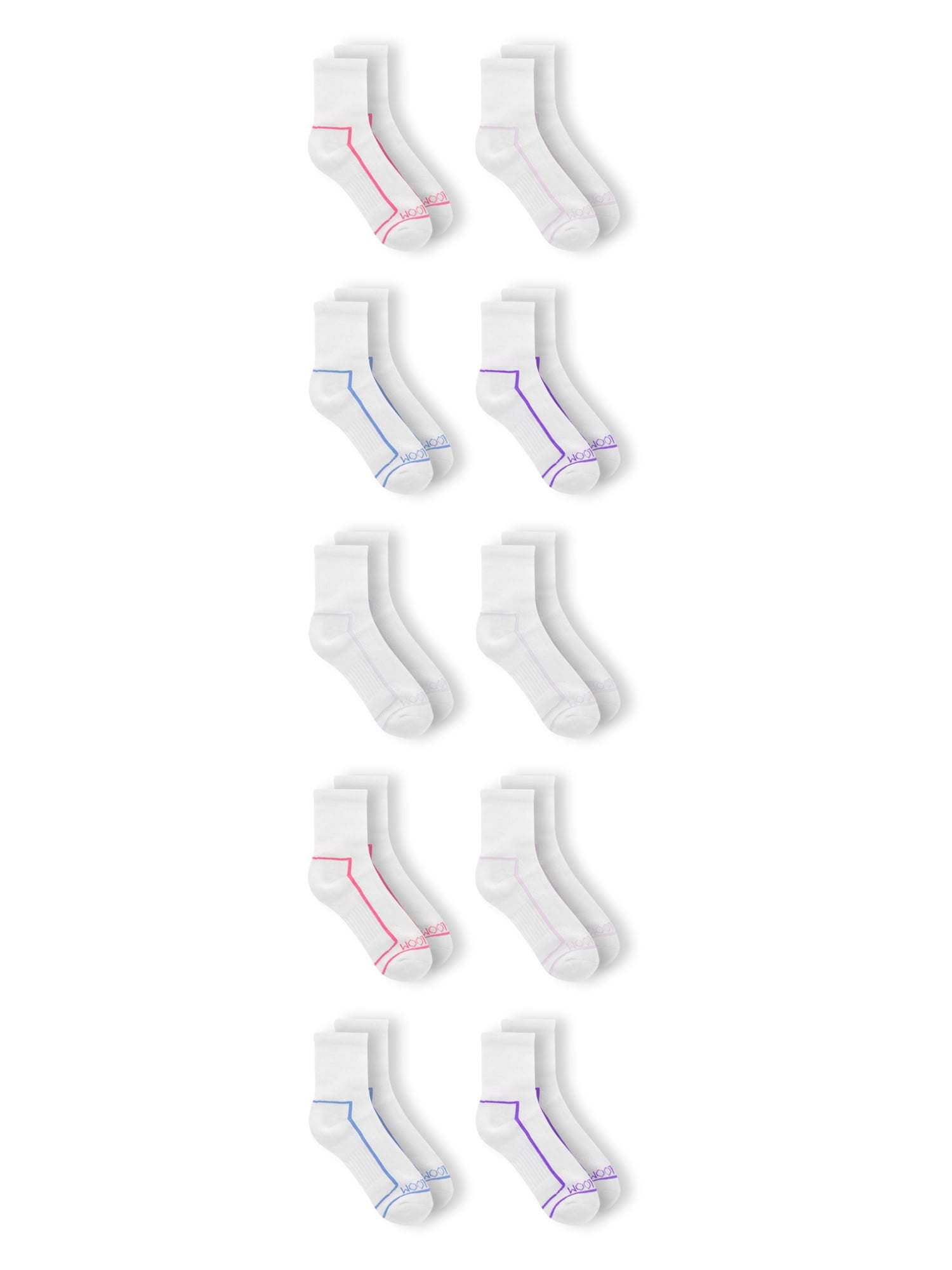 Fruit of the Loom Womens CoolZone Cotton Cushioned Crew Socks 10 Pack ...