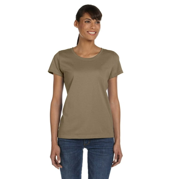 Fruit of the Loom Womens HD Cotton Short Sleeve T-Shirt L3930R, L, Khaki