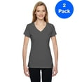 thumbnail image 1 of Fruit of the Loom Womens Jersey Junior V-Neck T-Shirt SFJVR (2 PACK), 1 of 3