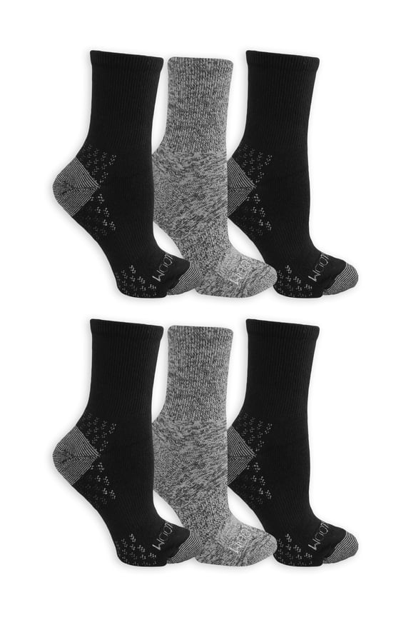 Womens On Her Feet Flat Knit Boot Crew Socks 6 Pack