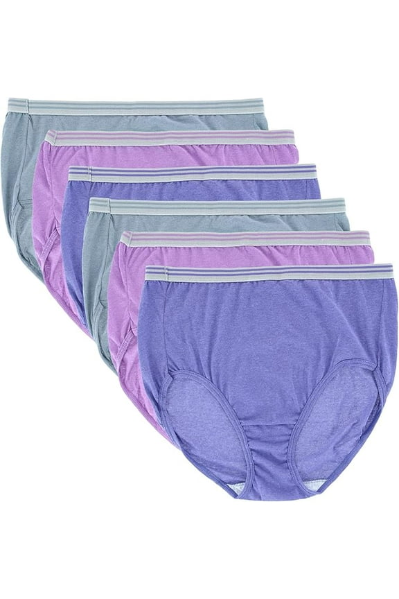 Womens Plus Heather Assorted Brief Underwear, 6-Pack, Size 9 Plus-13 Plus