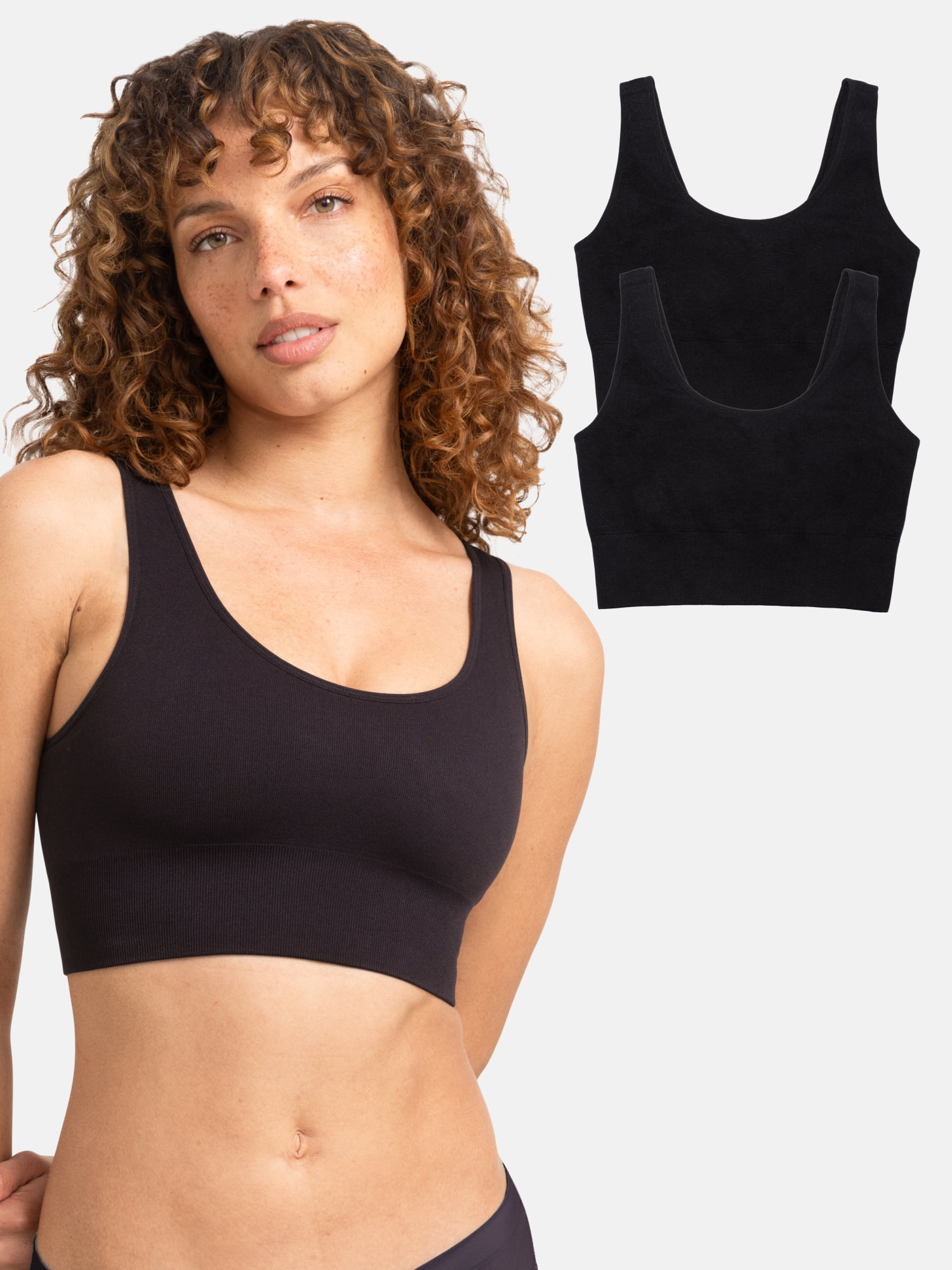 Fruit of the Loom Womens Seamless Comfy Longline Back Smoothing Bra, 2-Pack