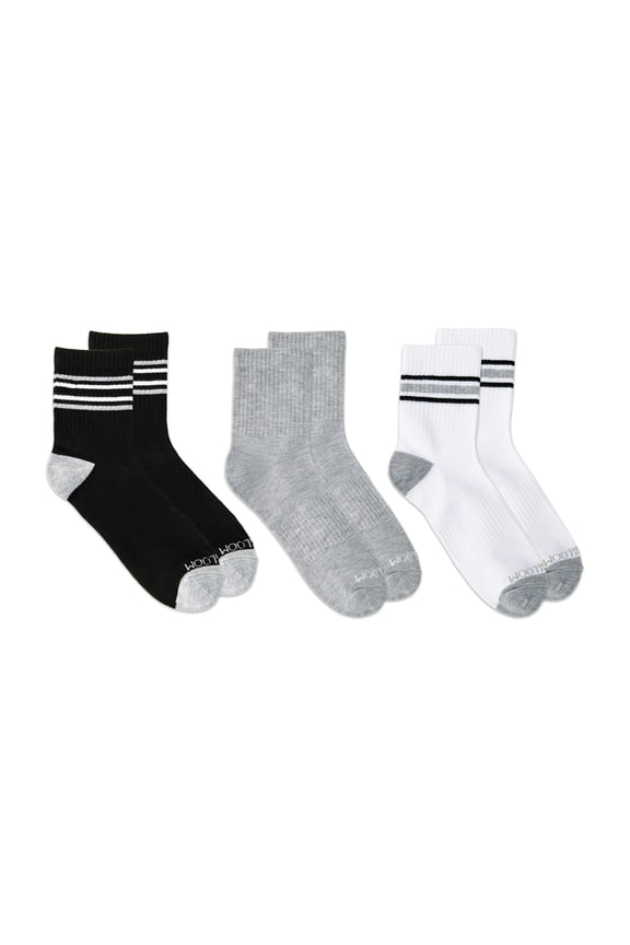 Womens Value Mid Crew Socks, 3-Pack, Sock Sizes 4-10
