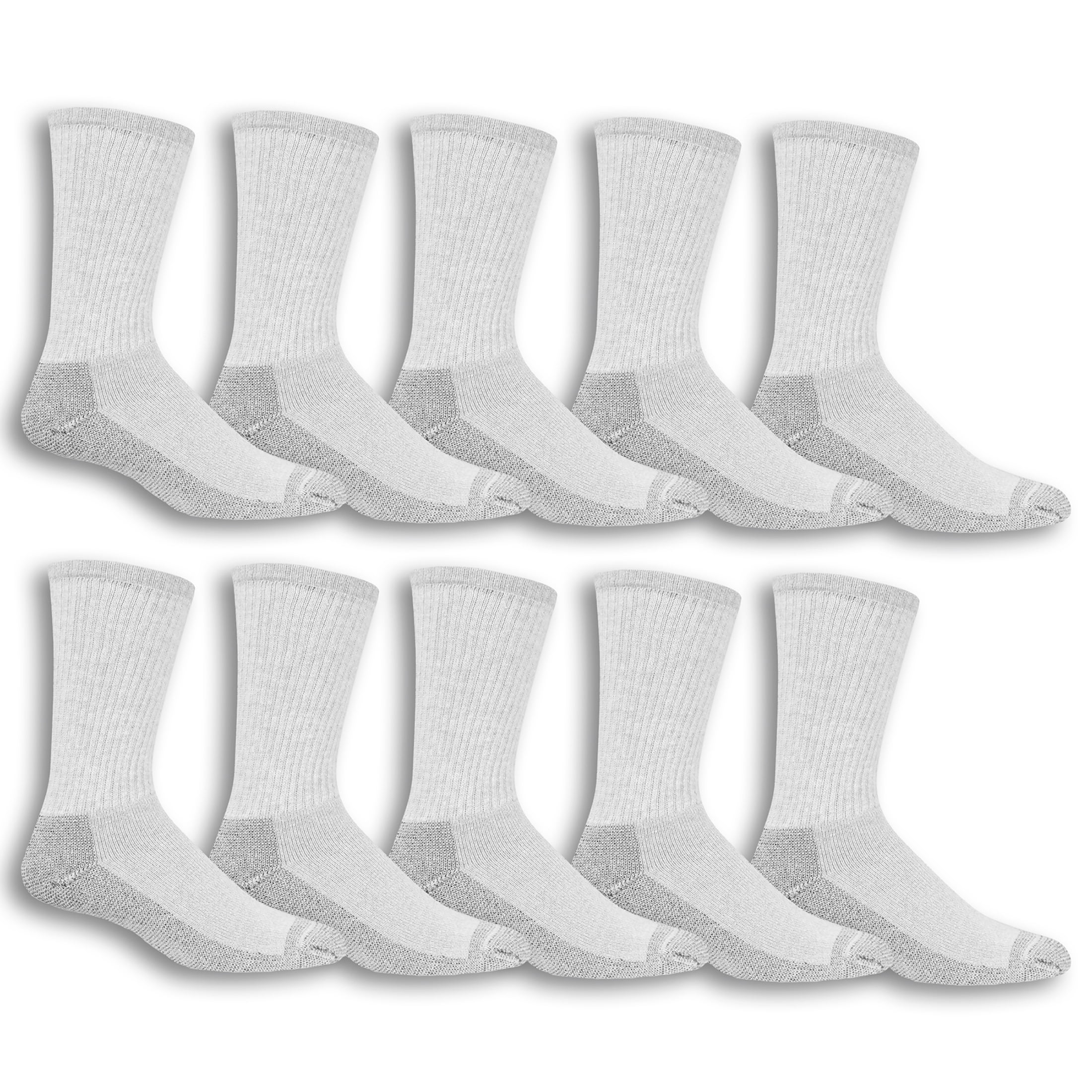 Fruit of the Loom Work Gear Crew Socks for Men, Gray, Sizes