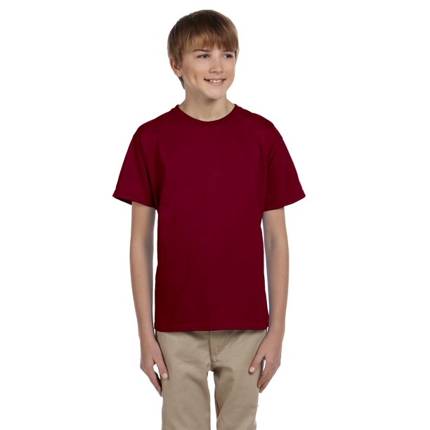 Fruit Of The Loom Youth HD Cotton T-Shirt - 100% Cotton Jersey - Pre-Shrunk, Comfort Fit - Maroon, Large