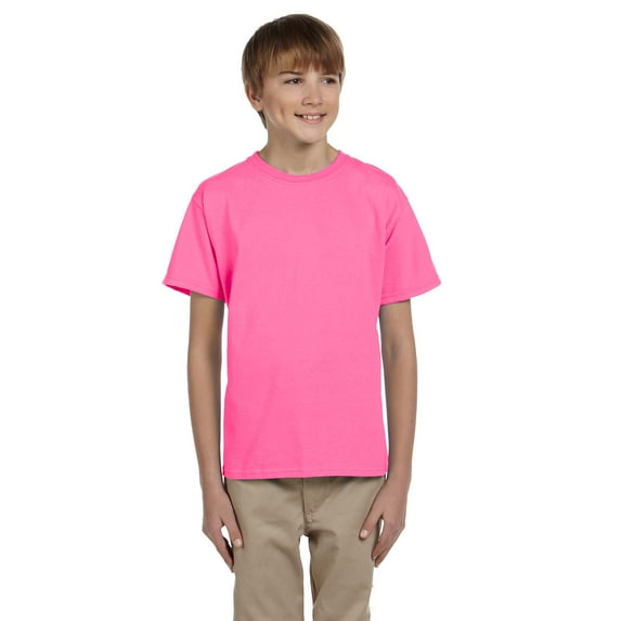 Fruit of the Loom Youth 5 oz. HD Cotton? T-Shirt - 3931B, NEON PINK, XS