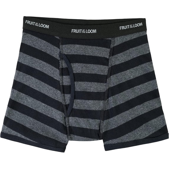 Fruit of the Loom boys Tag Free Cotton Boxer Briefs, Boy - 168 Pack Traditional Fly Stripes, Medium US