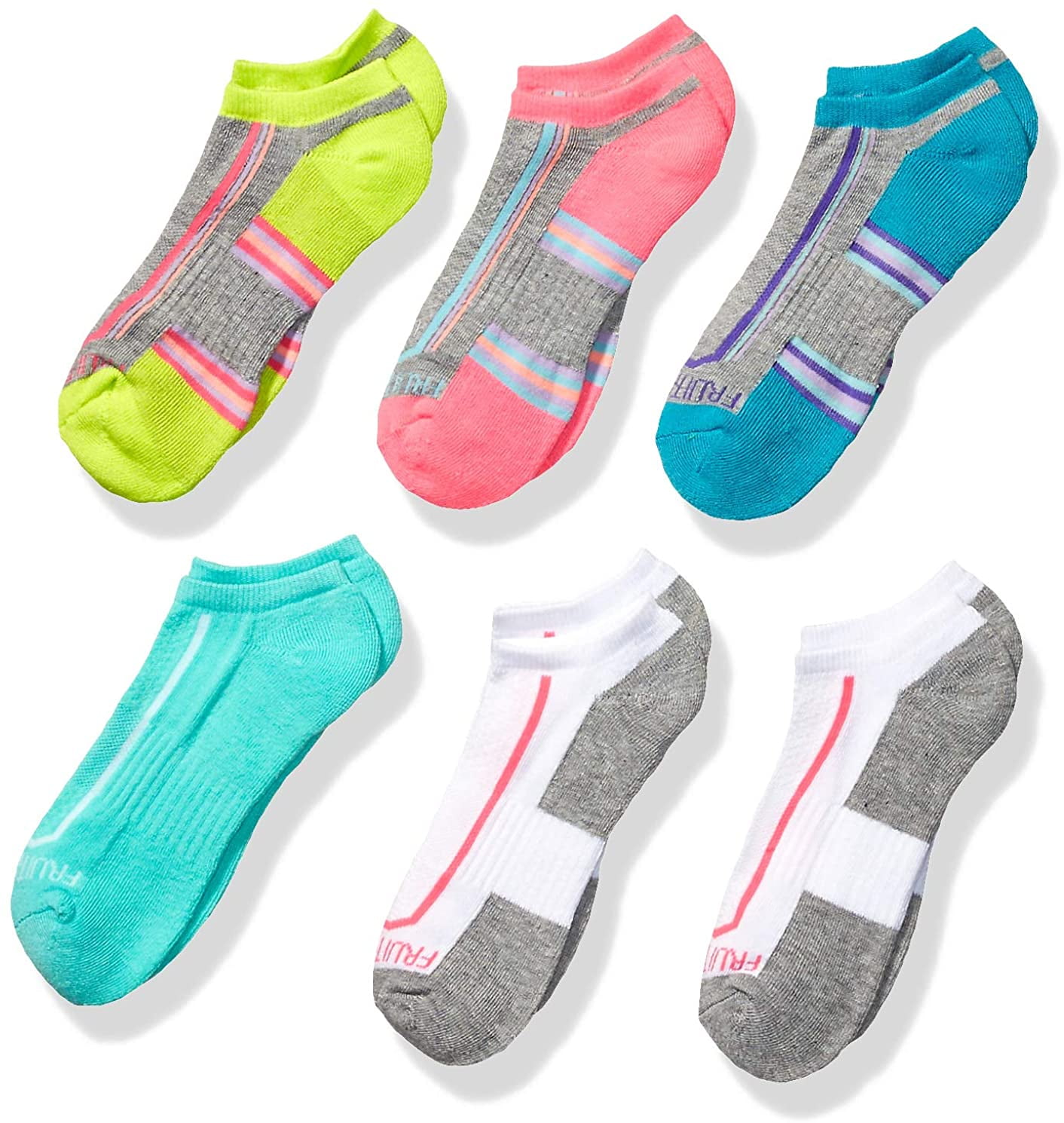 Fruit of the Loom girls Everyday Active Cushioned No Show 6 Pair Casual ...